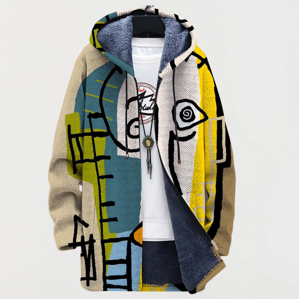 Morgan | Abstract Print Hooded Coat - Maison Léa & Lou