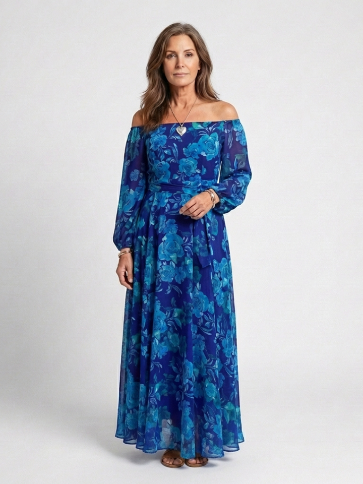 Aspen | Off Shoulder Floral Maxi Dress - Maison Léa &amp; Lou