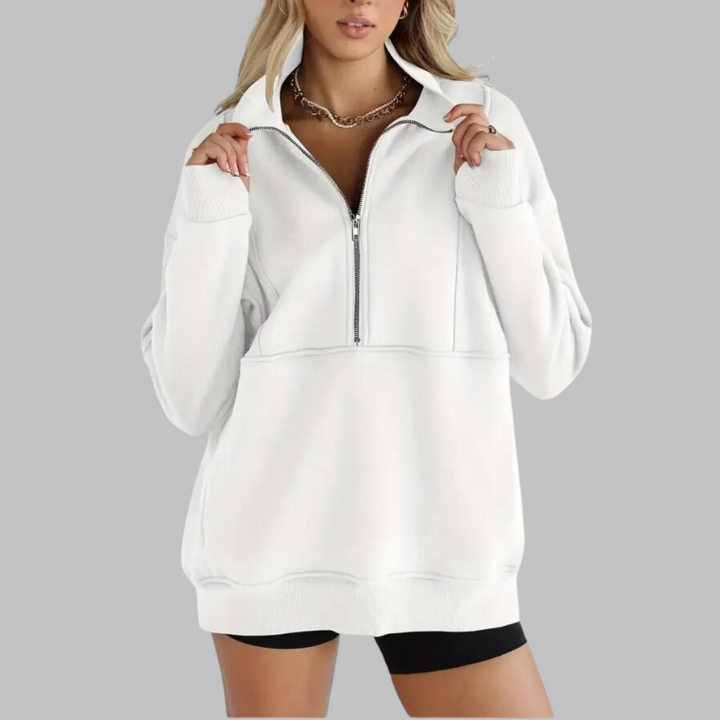 PSALM™ - Comfy Collar Half Zip Oversized Long Sleeve Sweatshirt - Maison Léa &amp; Lou
