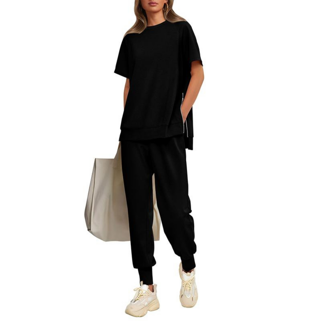 HILARIA™ - Casual Bishop Sleeve Notched Neck Set - Maison Léa & Lou