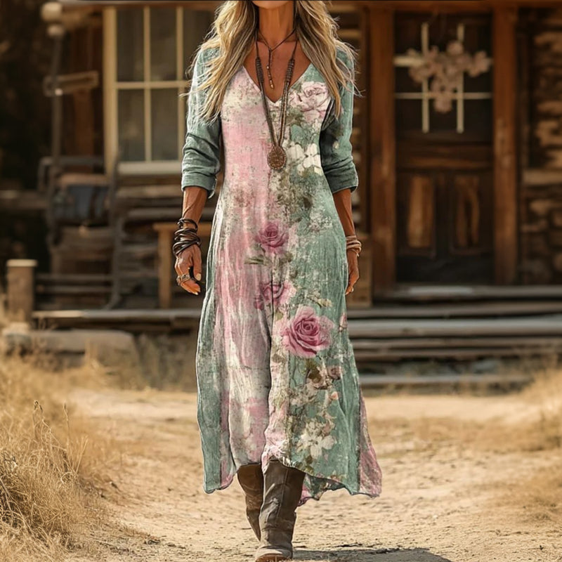 Florence Meadow | Flowing Floral Maxi Dress - Maison Léa &amp; Lou