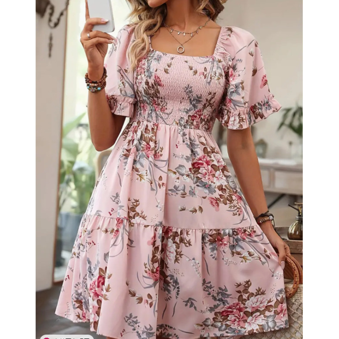 ISOLDE™ – Vintage Floral Flounce Sleeve Summer Dress - Maison Léa & Lou