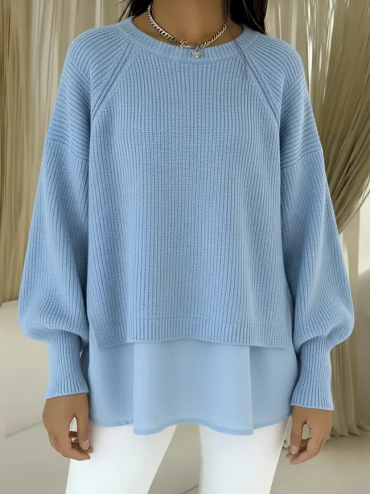 Laurel | Layered-Hem Knit Sweater - Maison Léa &amp; Lou