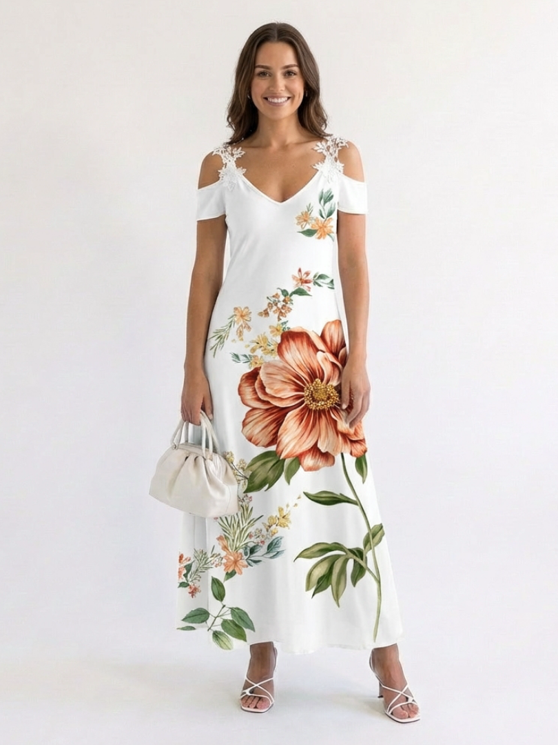 Camila | Floral Off-Shoulder A-Line Maxi Dress - Maison Léa & Lou