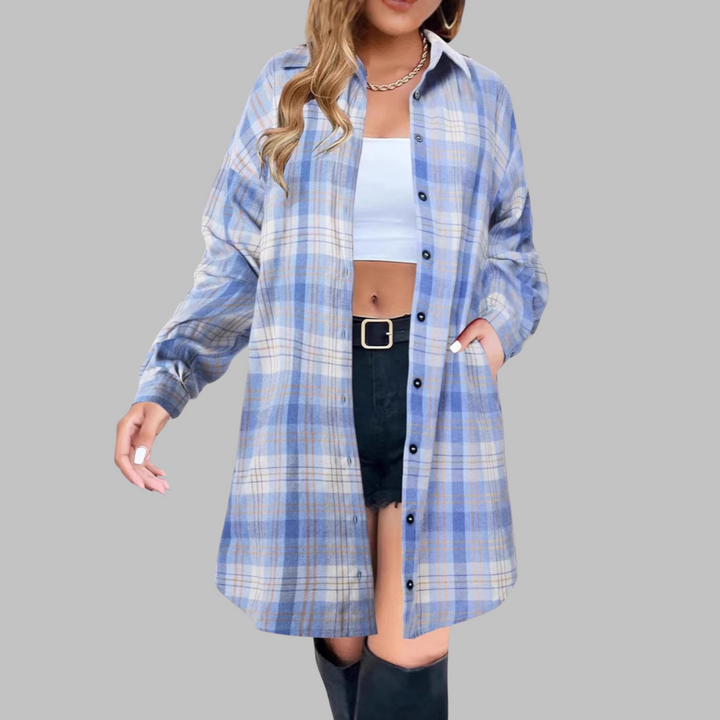CINA™ - Classy Button Down Plaid Long-Sleeve Jacket - Maison Léa &amp; Lou