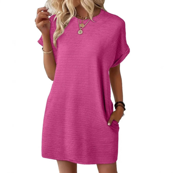 EVASHA™ – Casual Minimalist Round Neck Summer Dress - Maison Léa &amp; Lou