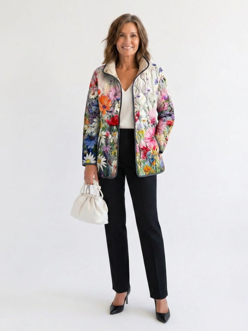 Kaia | Charming Vintage Floral Print Quilted Jacket - Maison Léa &amp; Lou