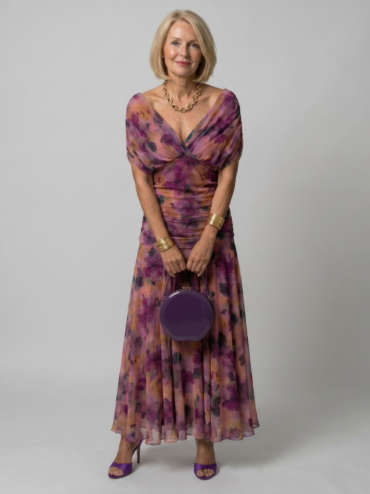 Calen | Flowing Off Shoulder Midi Dress - Maison Léa &amp; Lou