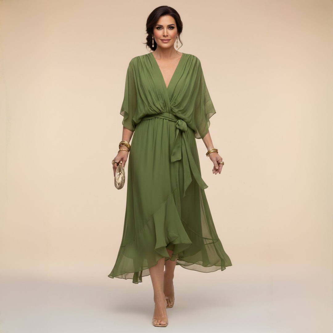 Bella - Flowing V-Neck Silhouette Dress - Maison Léa &amp; Lou