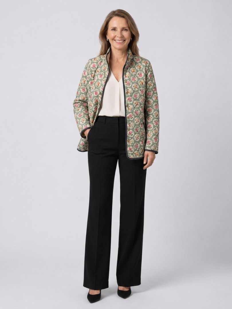 Aveline | Vintage Floral Art Print Quilted Jacket - Maison Léa &amp; Lou