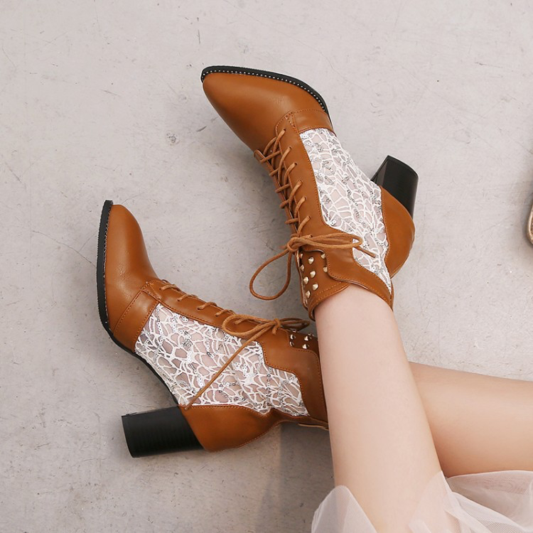 Patricia | Refined Lace-Up Heeled Boots - Maison Léa &amp; Lou