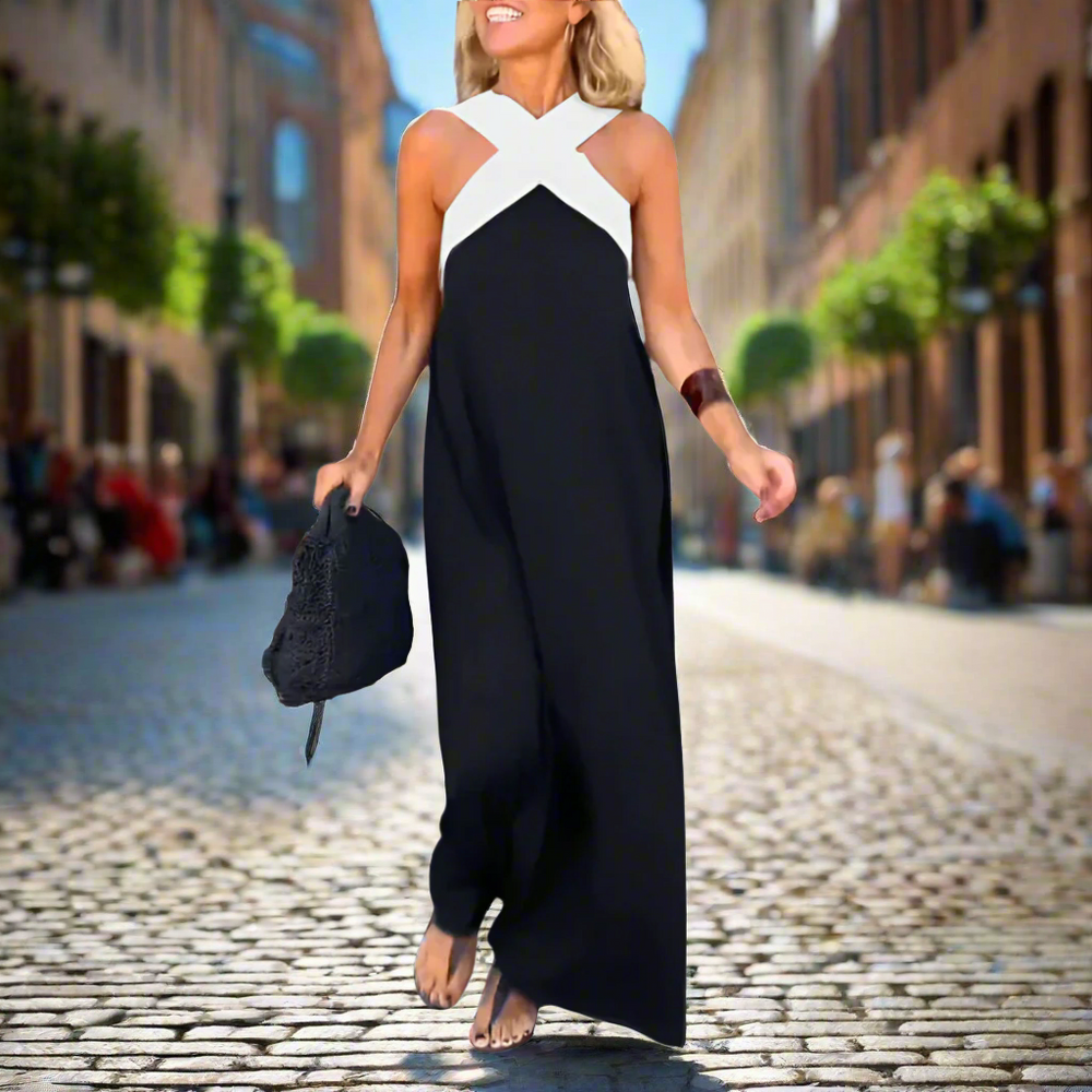 IYANA™ – Elegant Cross Neck Summer Maxi Dress - Maison Léa & Lou