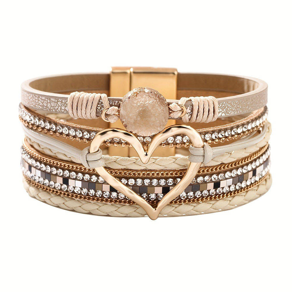 Ophelia | Layered Heart Cuff Bracelet - Maison Léa &amp; Lou