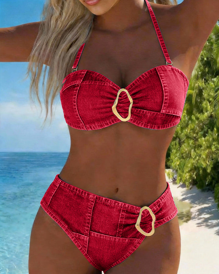 Patricia™ | Metal Buckle Suspender Bikini Two-Piece - Maison Léa &amp; Lou