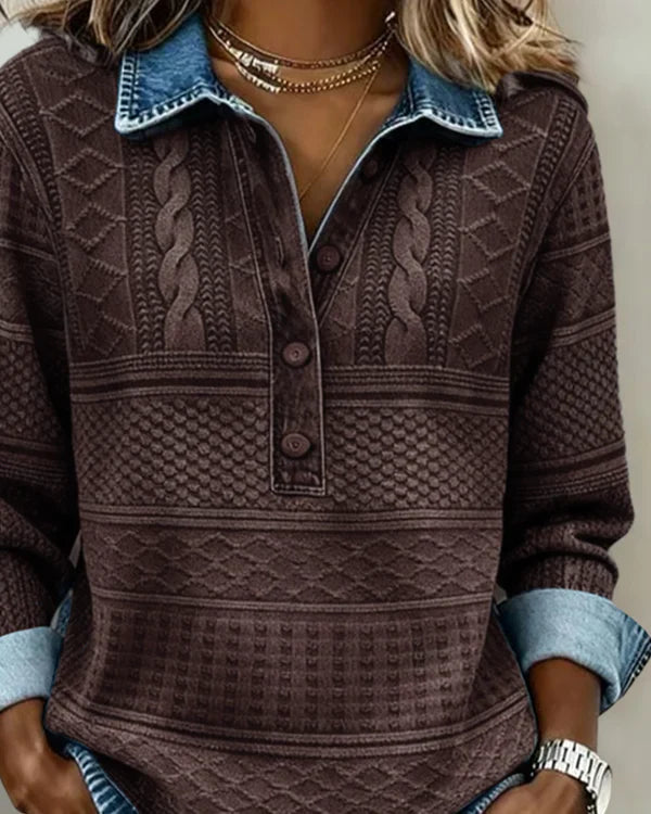 Claire™ | Stylish Denim Collar Top - Maison Léa &amp; Lou