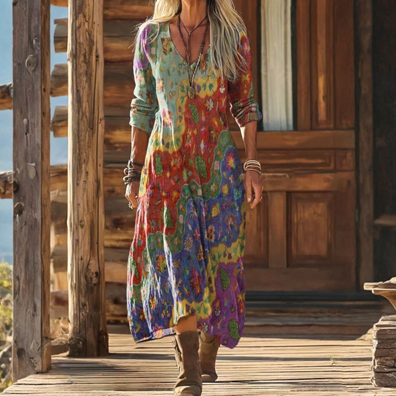 Sandra | Flowing Bohemian Maxi Dress - Maison Léa &amp; Lou