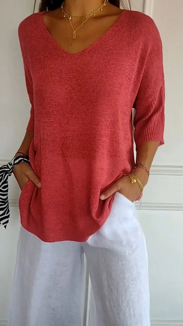 Lauren™ | Casual V-Neck Top - Maison Léa &amp; Lou