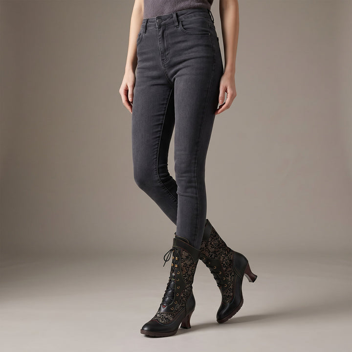 Patricia | Refined Lace-Up Heeled Boots - Maison Léa &amp; Lou