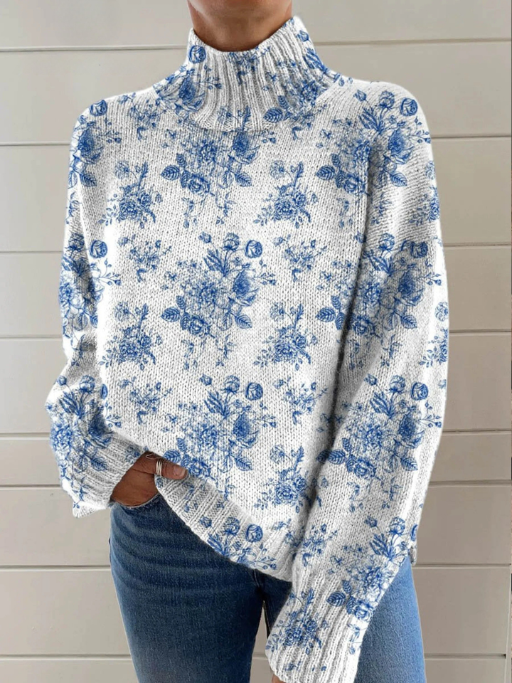 Milka | Floral Pattern with Artistic Print Turtleneck