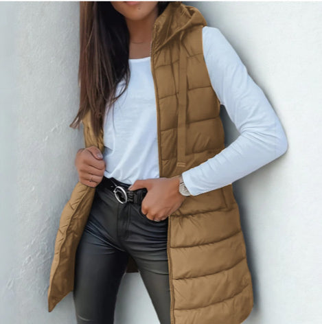 RAIN™ - Casual Sleeveless Hood Long Puffer Vest - Maison Léa &amp; Lou