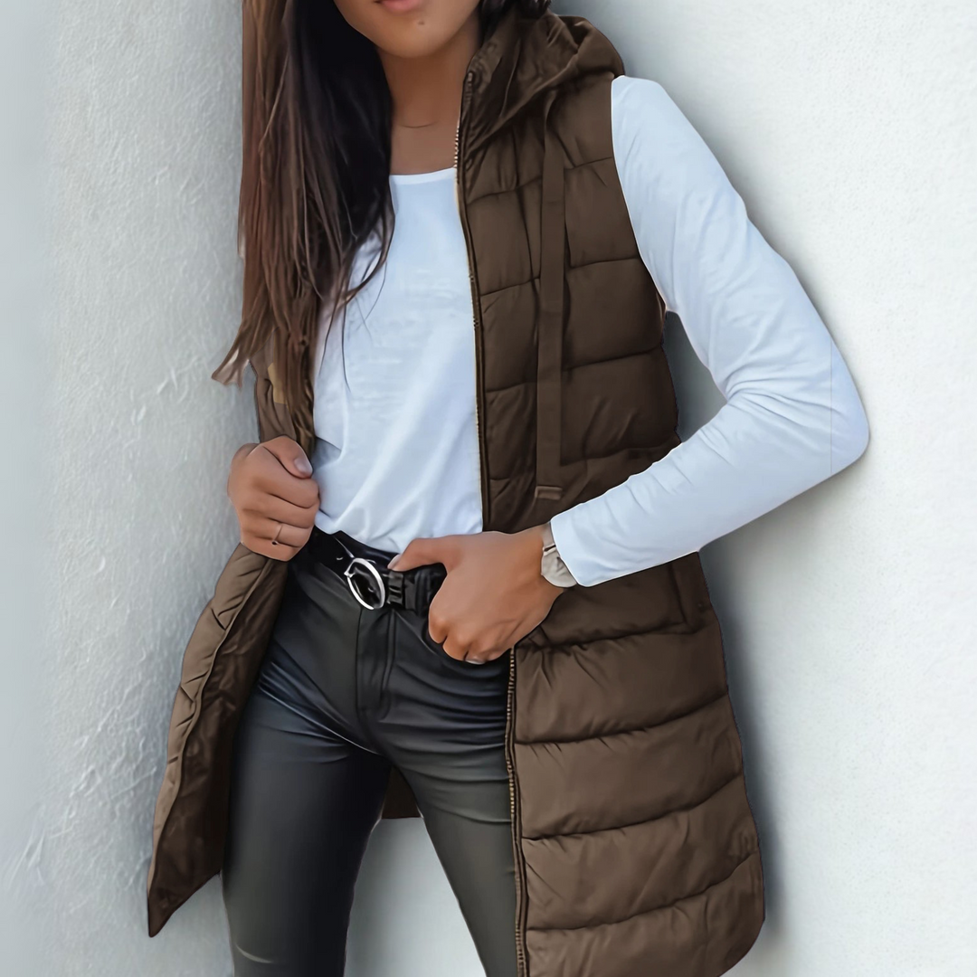 RAIN™ - Casual Sleeveless Hood Long Puffer Vest - Maison Léa &amp; Lou