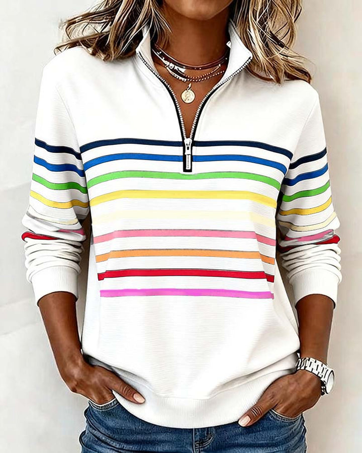 Diane | Relaxed Striped Quarter-Zip Pullover - Maison Léa &amp; Lou
