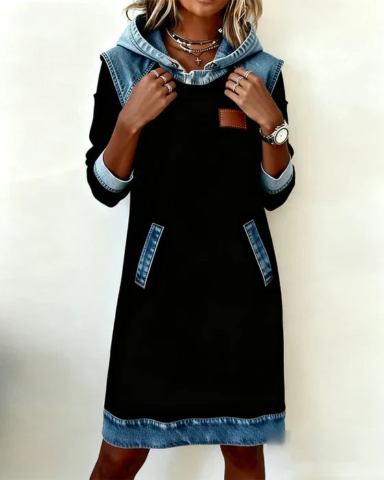 Charlotte™ | Cozy Contrast Hooded Dress - Maison Léa &amp; Lou