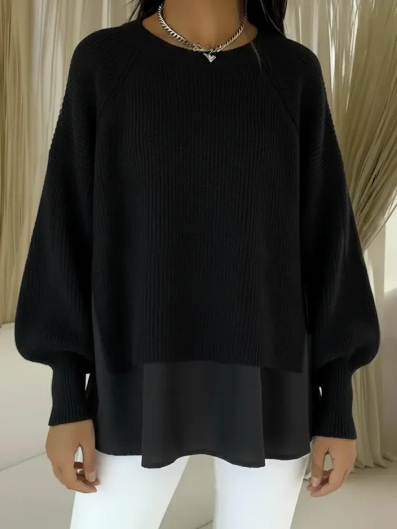 Laurel | Layered-Hem Knit Sweater - Maison Léa &amp; Lou