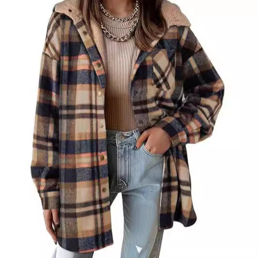 TALLULAH™ - Relaxed Fit Hooded Plaid Jacket - Maison Léa & Lou
