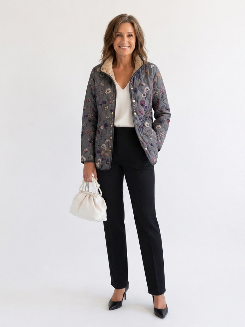 Niva | Vintage Floral Print Quilted Jacket - Maison Léa &amp; Lou