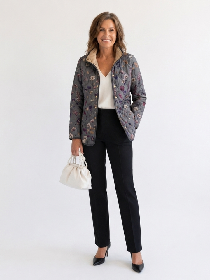 Niva | Vintage Floral Print Quilted Jacket - Maison Léa &amp; Lou