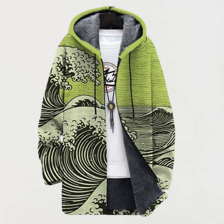 Lennox | Wave Print Hooded Coat - Maison Léa &amp; Lou