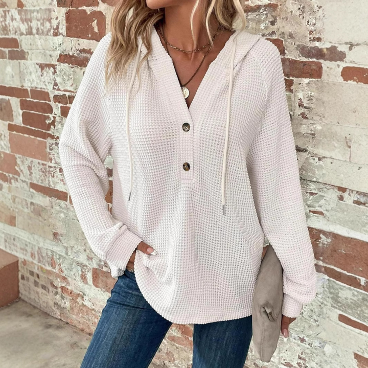 SIONI™ - Casual Long Sleeve V-Neck Hoodie Sweatshirt - Maison Léa &amp; Lou