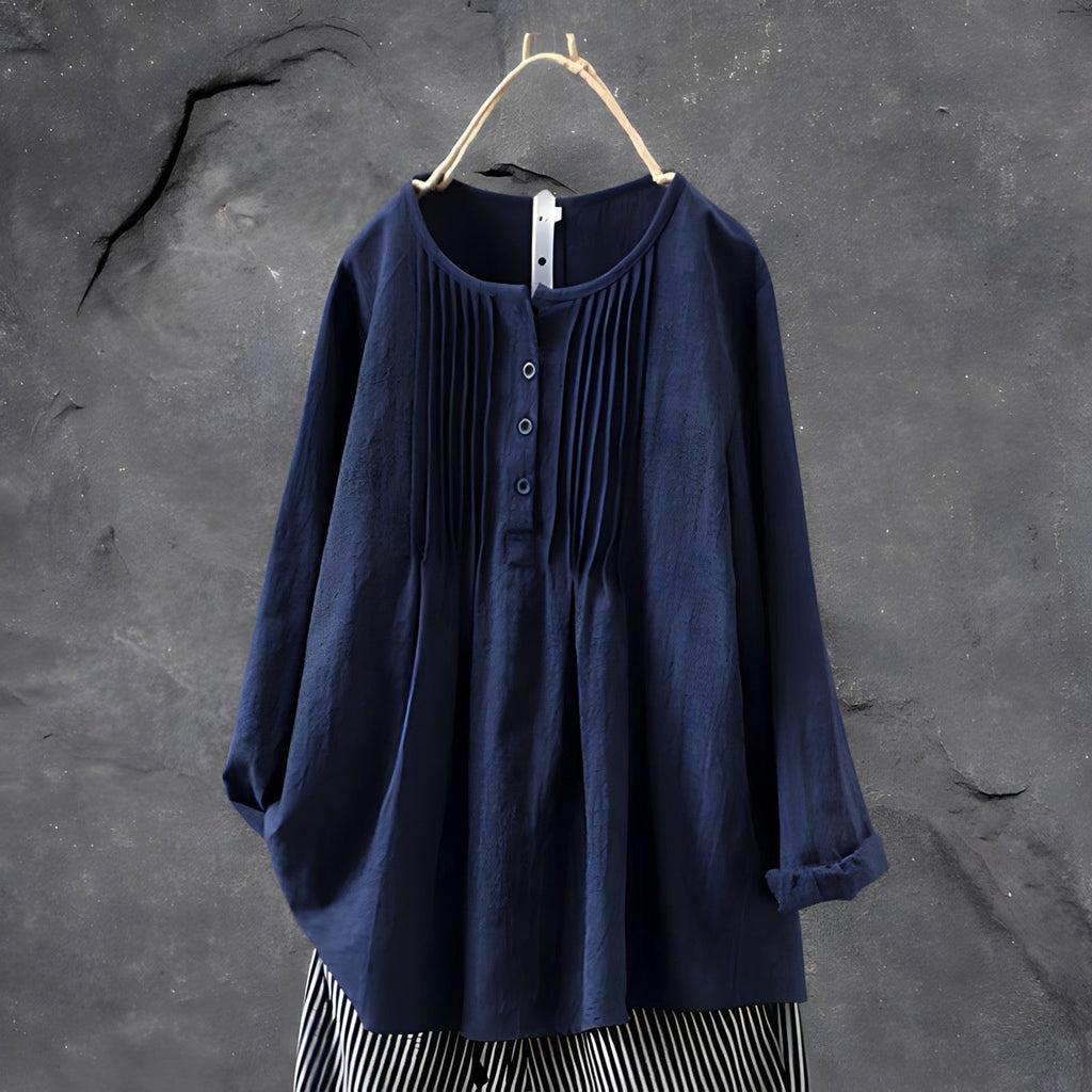 Ellen™ | Bomuldsbluse med lange ærmer - Maison Léa & Lou