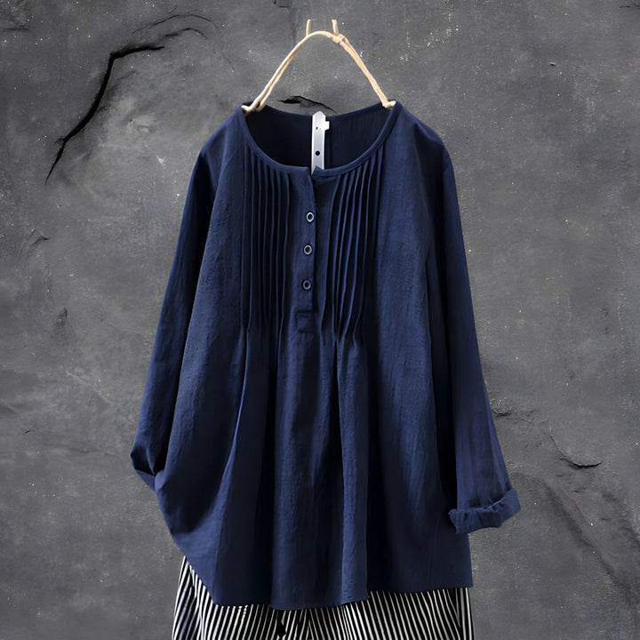 Ellen™ | Bomuldsbluse med lange ærmer - Maison Léa &amp; Lou