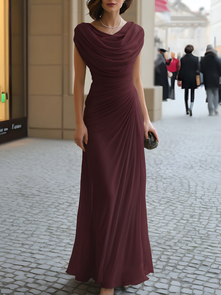 Costanza | Abito maxi drappeggiato con scollo a cascata dal fascino senza tempo