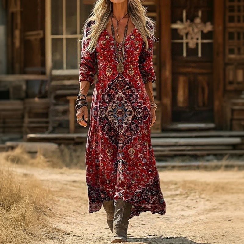 Ramona | Bohemian Ankle-Length Dress - Maison Léa &amp; Lou
