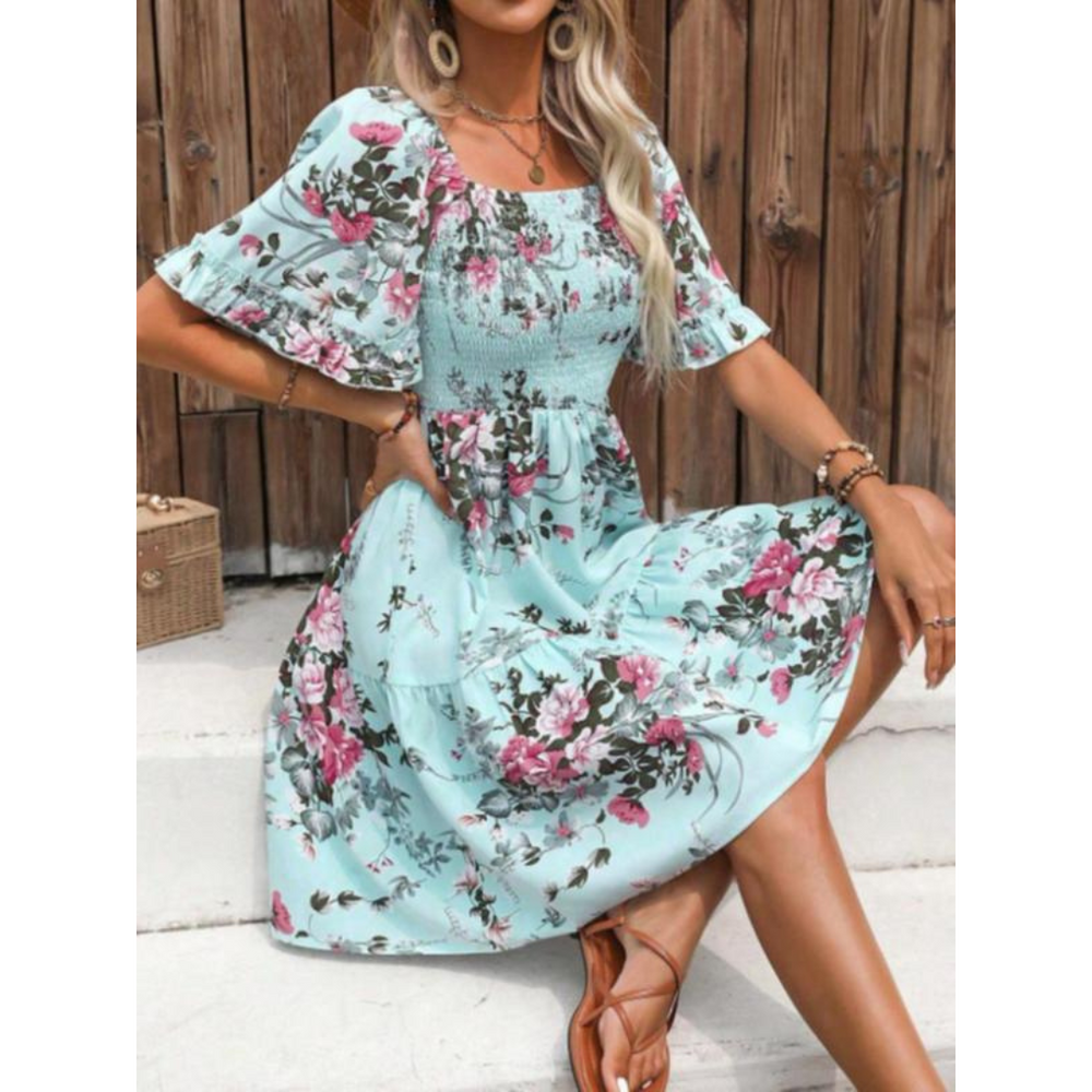 ISOLDE™ – Vintage Floral Flounce Sleeve Summer Dress - Maison Léa & Lou