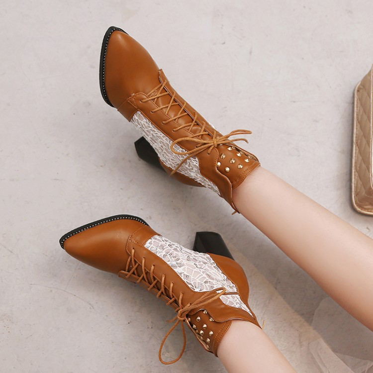 Patricia | Refined Lace-Up Heeled Boots - Maison Léa &amp; Lou