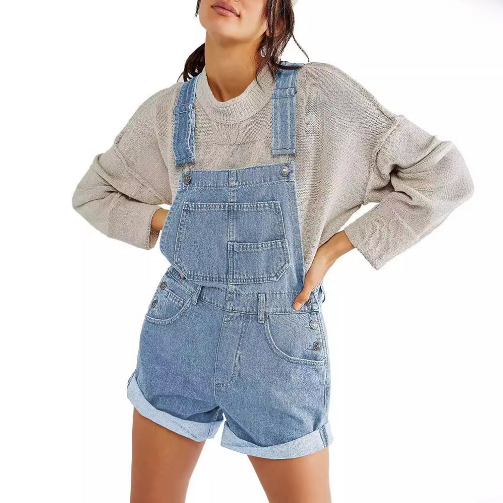 Remita™ | Vintage Adjustable Denim Overall Shorts - Maison Léa & Lou