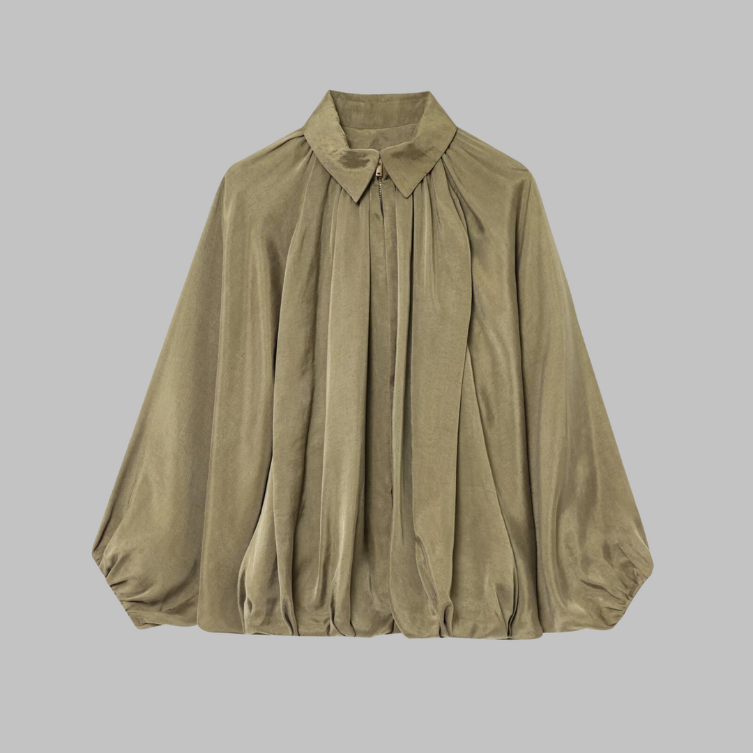 CHARLIZE™ - Vintage Oversized Puffed Batwing Sleeve Bomber Jacket - Maison Léa & Lou
