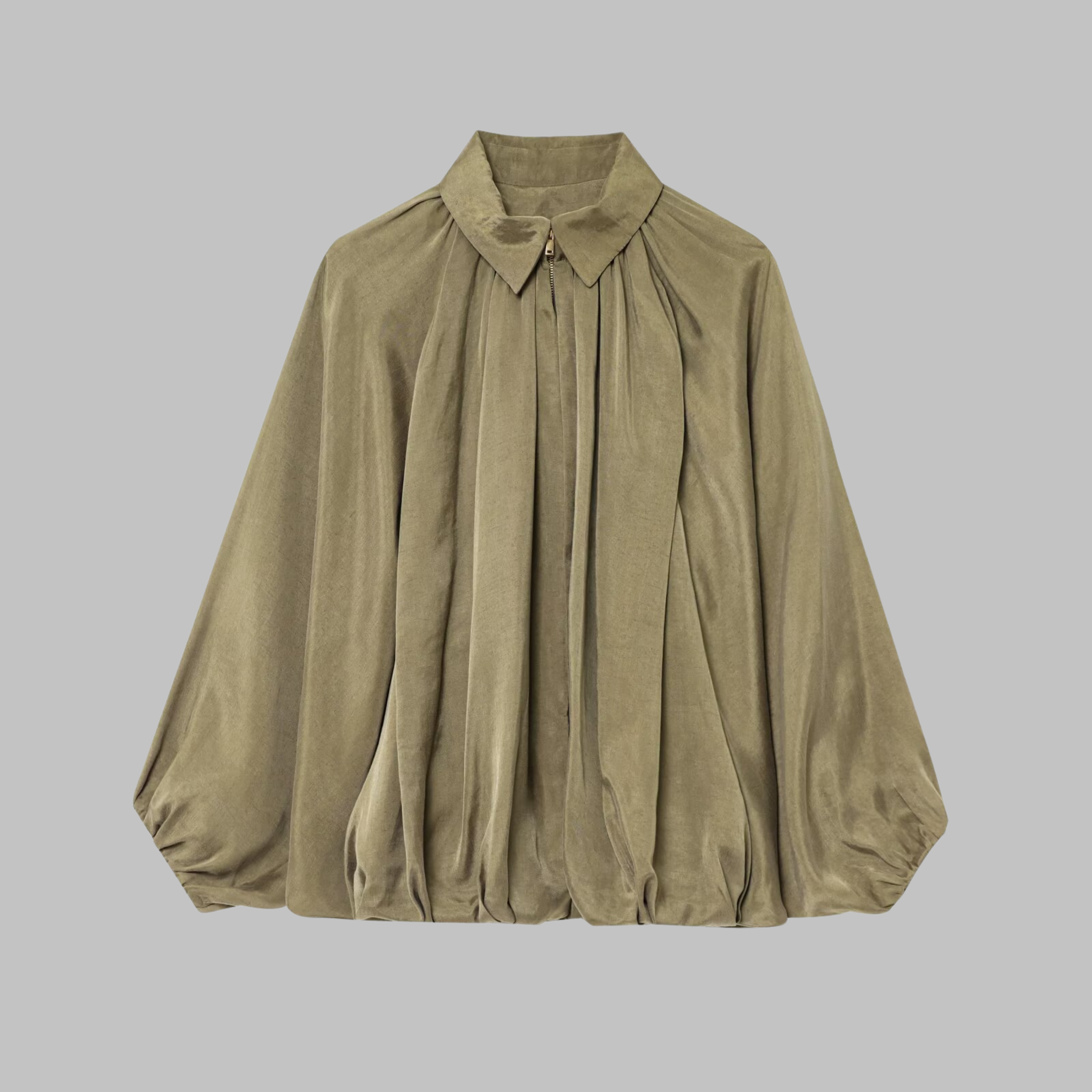 CHARLIZE™ - Vintage Oversized Puffed Batwing Sleeve Bomber Jacket - Maison Léa & Lou