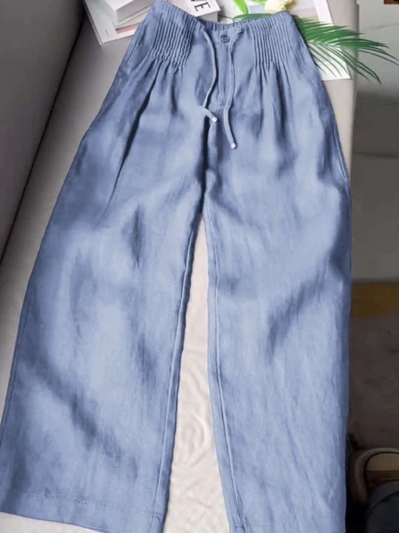 Camille | Wide-leg trousers in Cotton and Linen Blend - Maison Léa & Lou