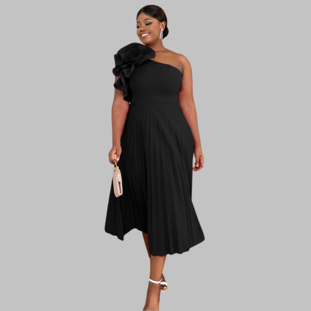 MINERVA™ - Elegant One Shoulder Ruffle Plus Size Evening Dress - Maison Léa &amp; Lou