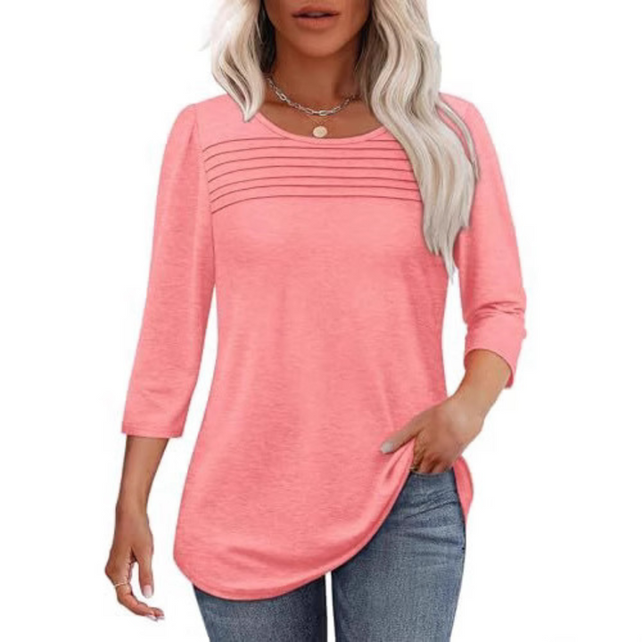 TESSARA™ – Casual Pleated Front Spring Top - Maison Léa &amp; Lou