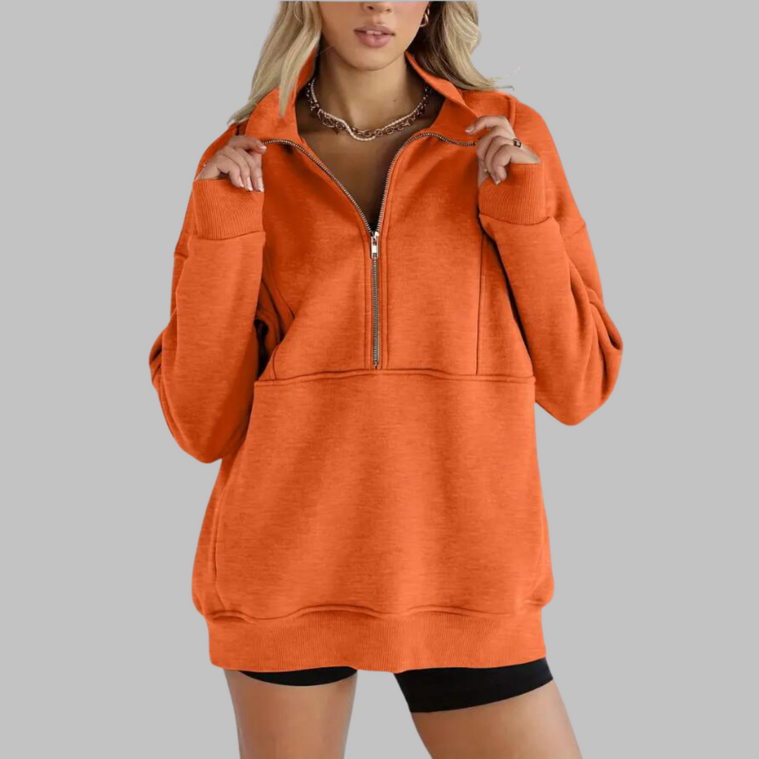 PSALM™ - Comfy Collar Half Zip Oversized Long Sleeve Sweatshirt - Maison Léa &amp; Lou