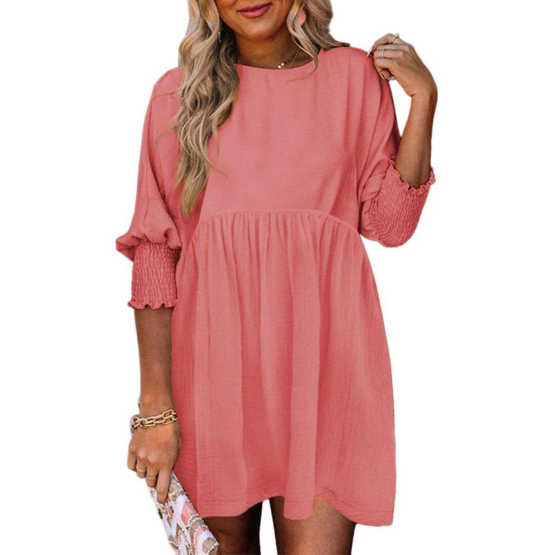 MIRASOL™ – Casual Crew Neck Loose Fit Mini Dress - Maison Léa &amp; Lou