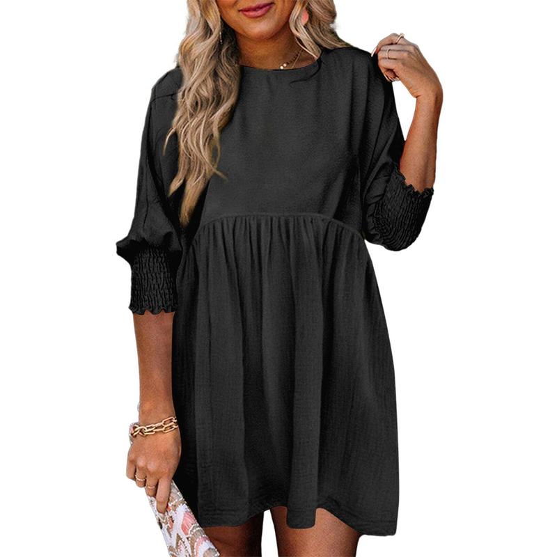 MIRASOL™ – Casual Crew Neck Loose Fit Mini Dress - Maison Léa & Lou