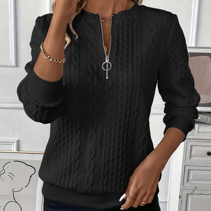 Elisa™ | Classic Cable Zip Sweater - Maison Léa &amp; Lou