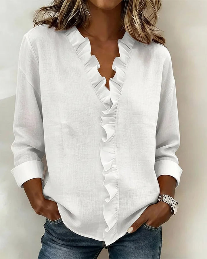 Elira™ | Elegant V-neck Blouse - Maison Léa &amp; Lou